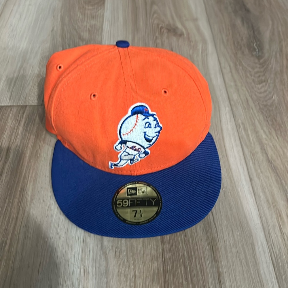 New York Mets Hat New Era Cap 59Fifty Size 7 1/8 Mr. Met Blue Orange NY MLB